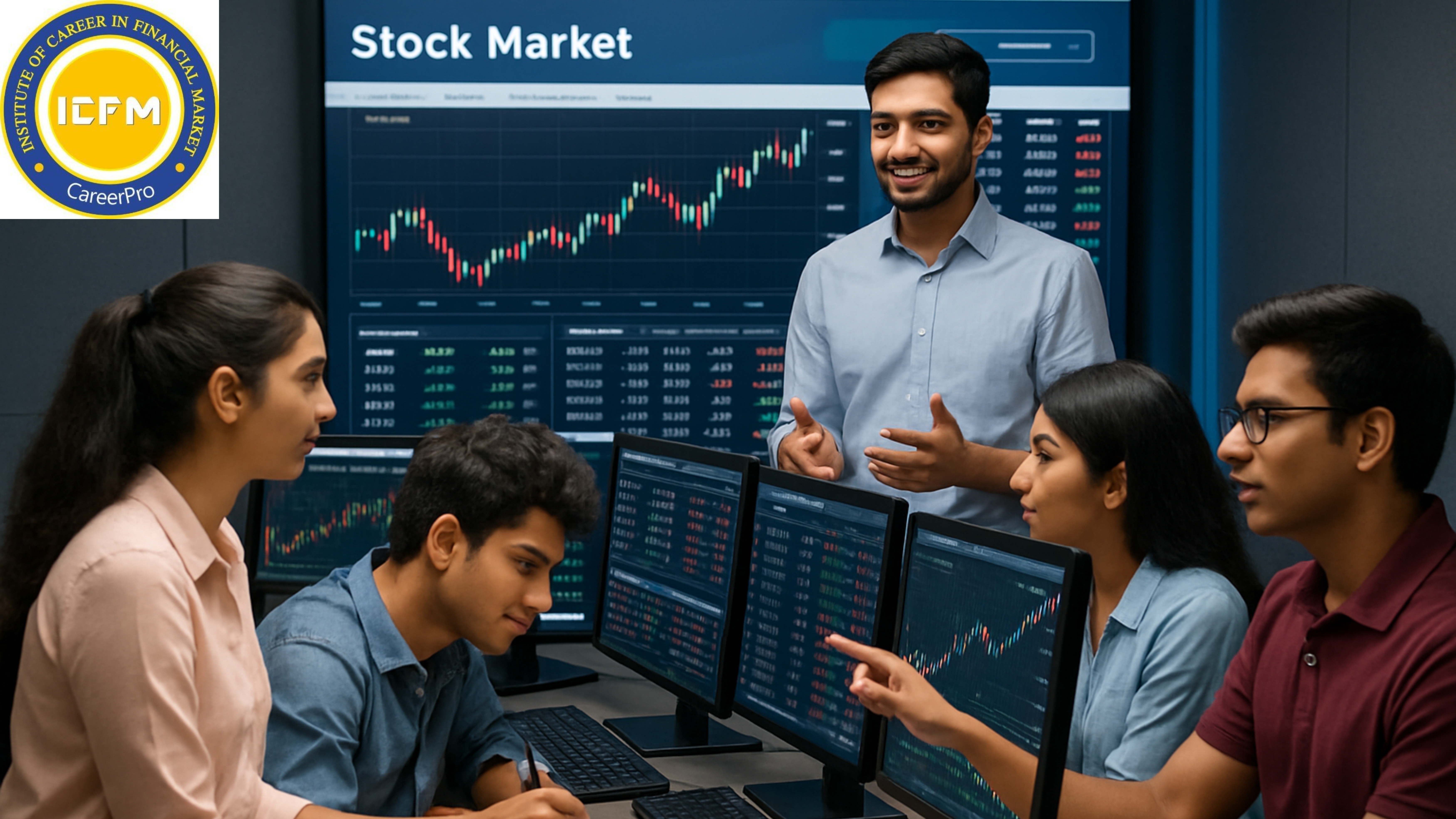 Students gaining real-time experience in stock trading session