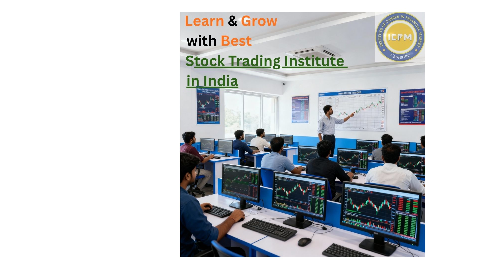 Students learning at ICFM, a leading stock trading institute in India 2025