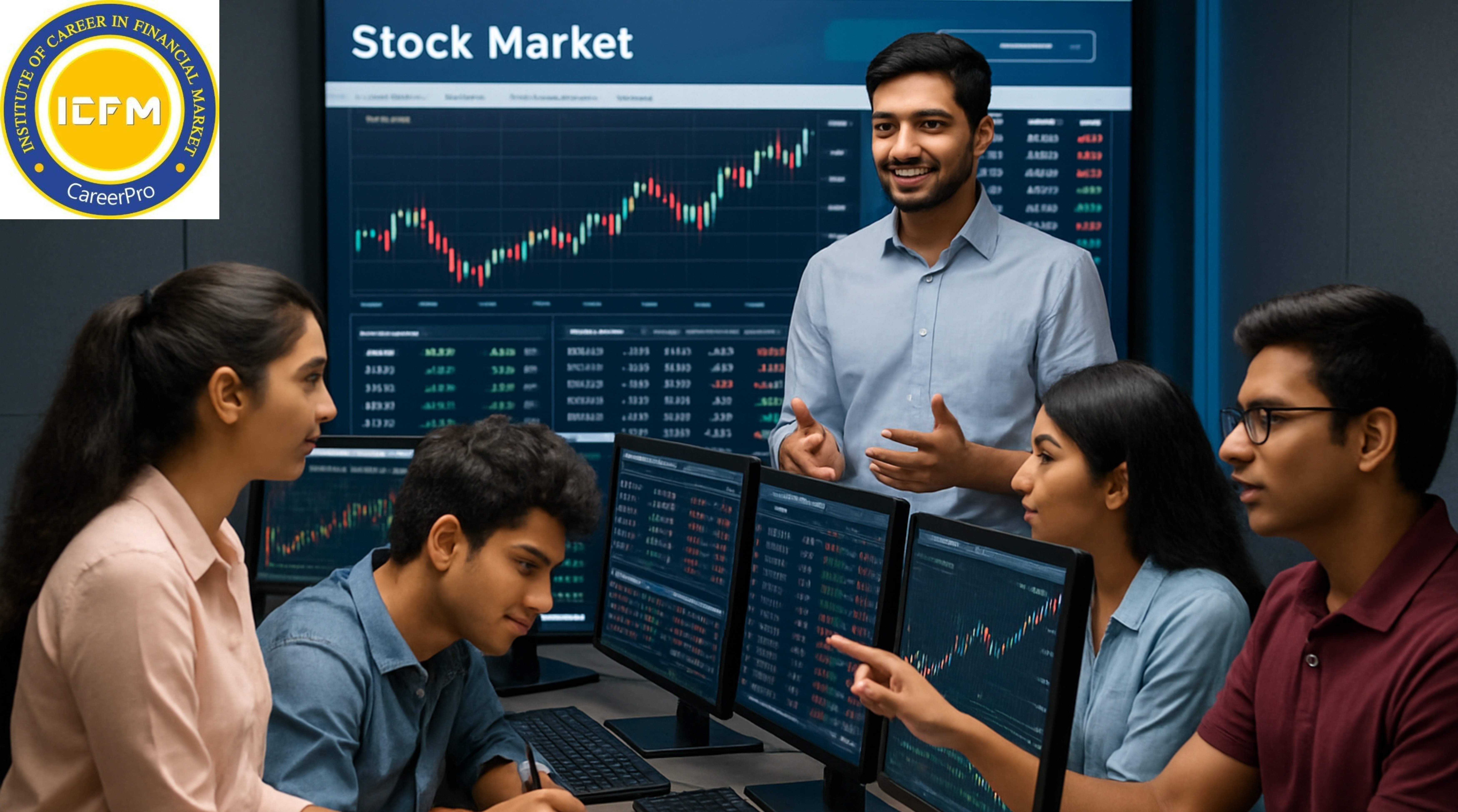 ICFM mentor teaching stock analysis in Live Stock Market Classes