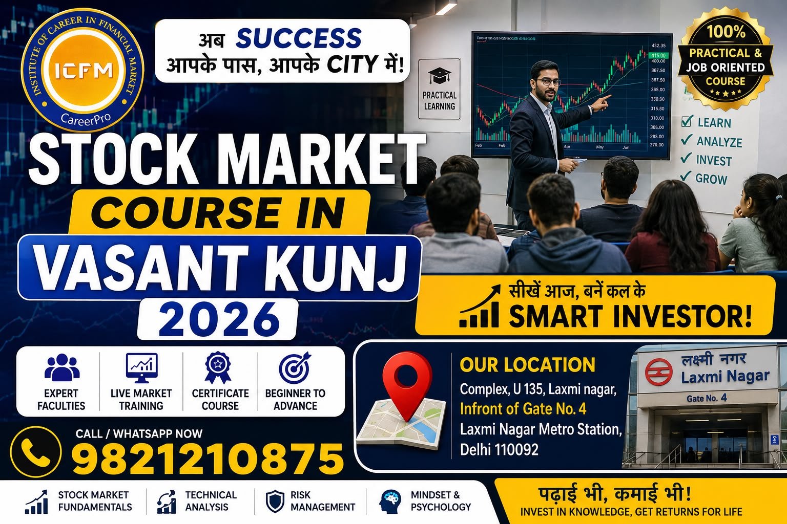 Best Stock Market Course in Vasant Kunj Delhi by ICFM India