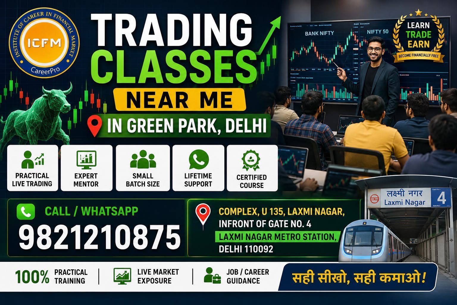 Trading Classes Near Me in Green Park by ICFM