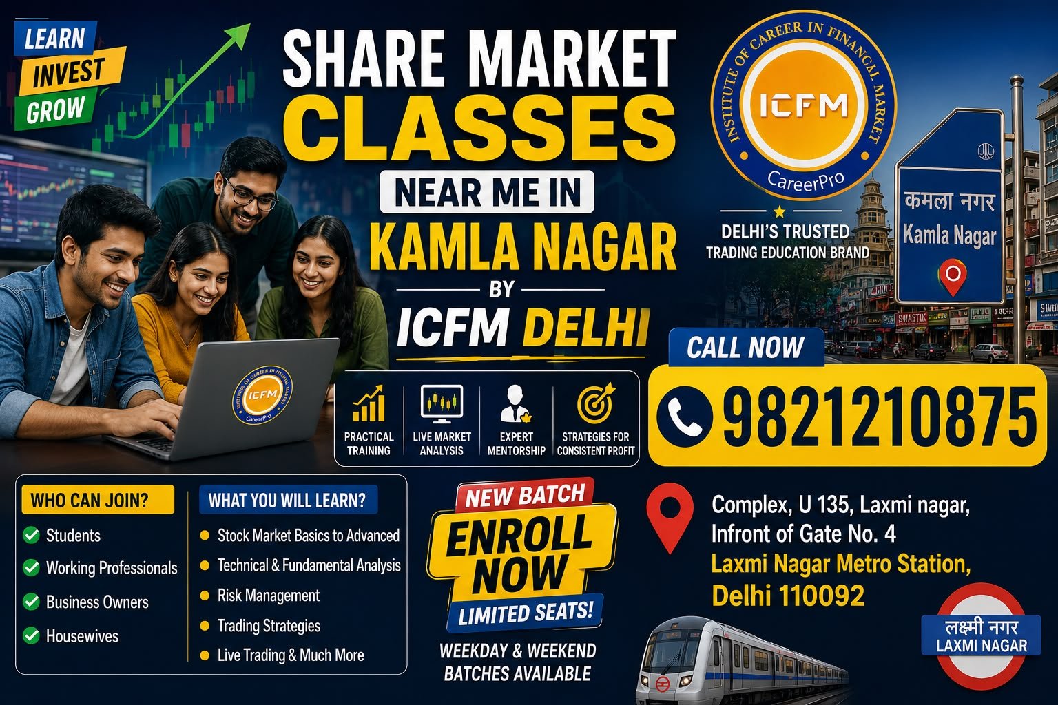 Share Market Classes Near Me in Kamla Nagar by ICFM Delhi
