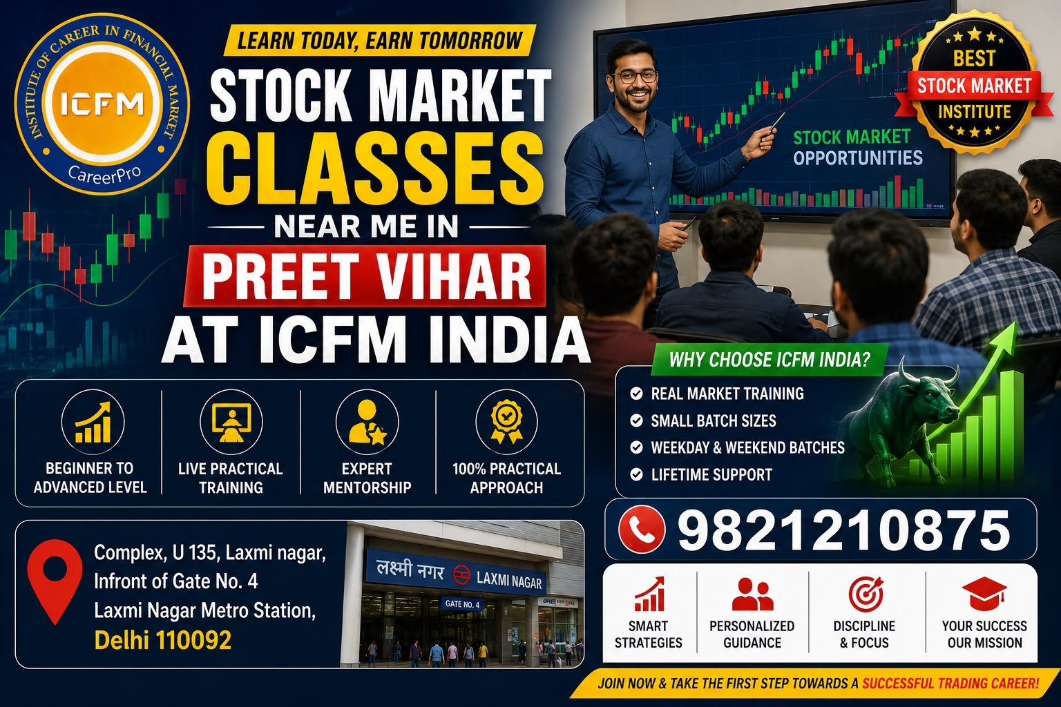 Best Stock Market Classes Near Me in Preet Vihar Delhi at ICFM India