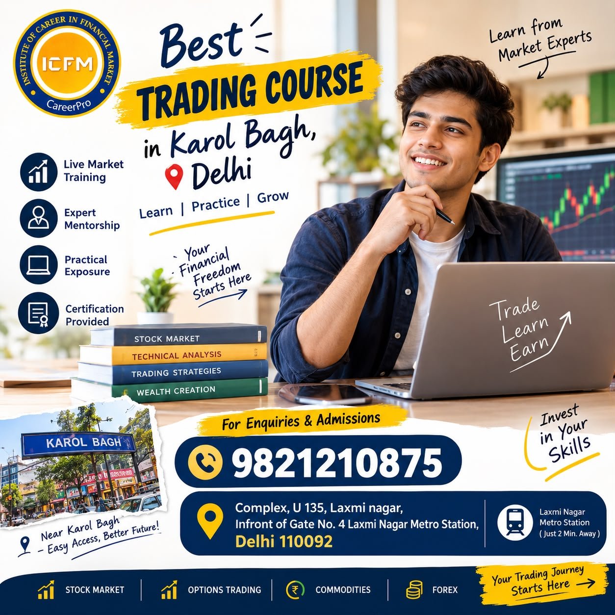 Best Trading Course in Karol Bagh – ICFM Practical Stock Market Training
