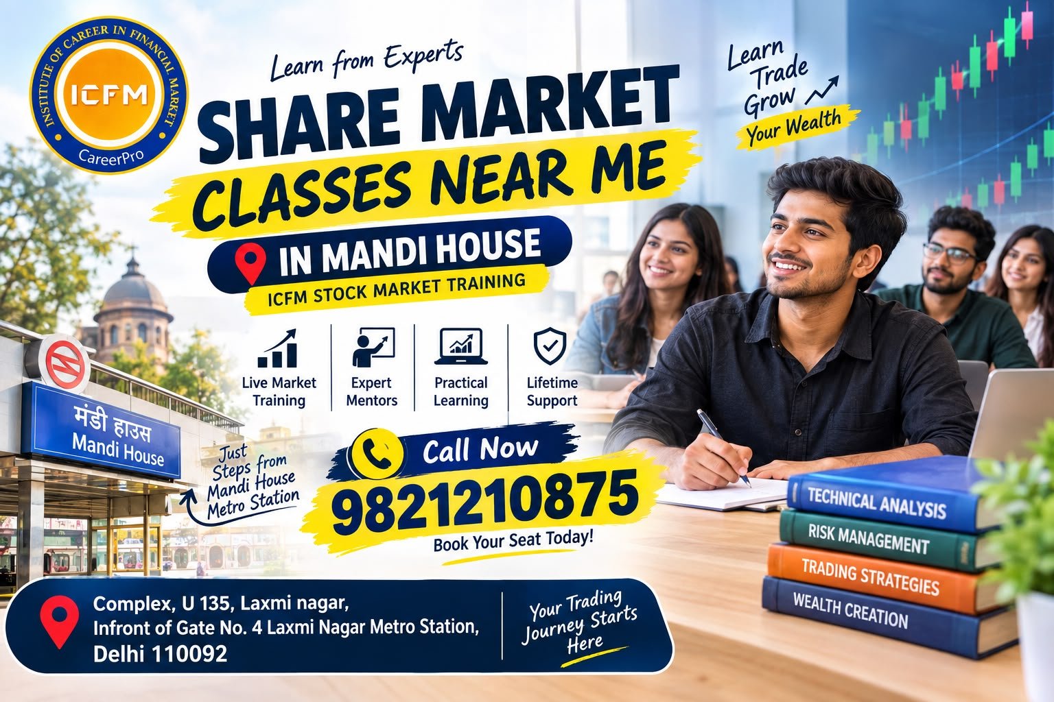 Share Market Classes Near Me in Mandi House – ICFM Stock Market Training